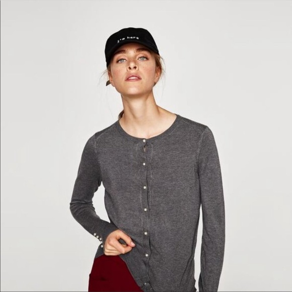Zara Sweaters - NWT Zara faux pearl gray cardigan